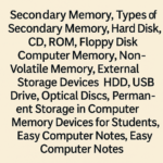 What is Secondary Memory?||सेकेंडरी मेमोरी क्या होती है?