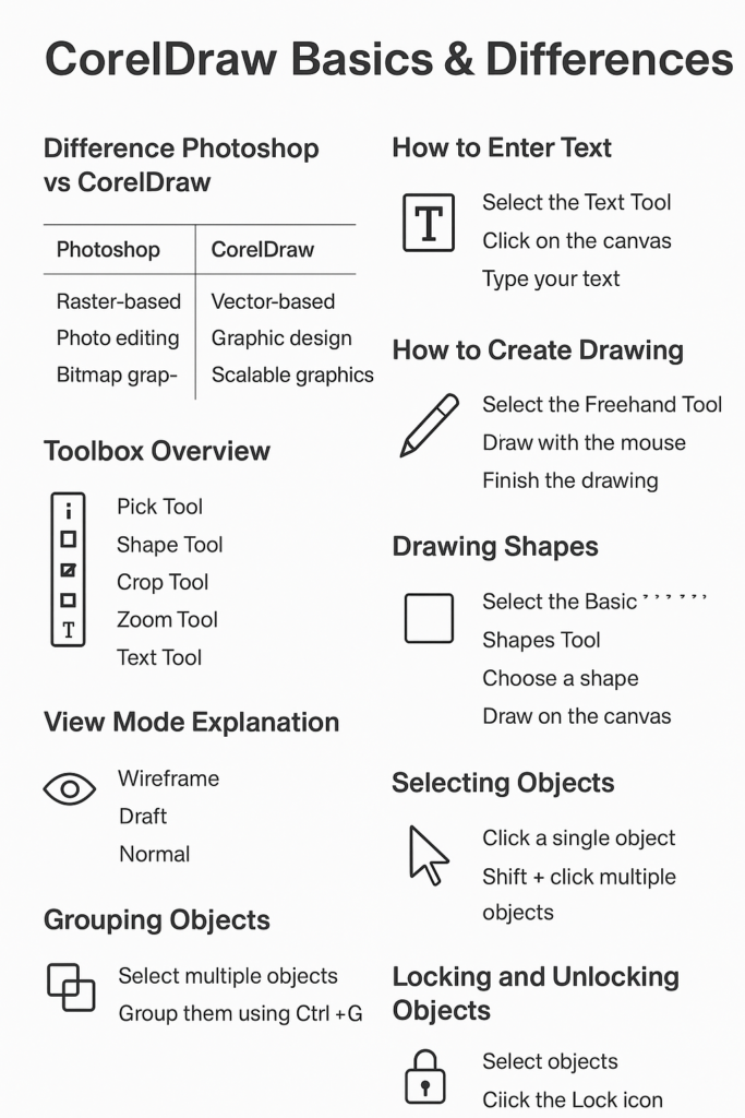 Complete and Simple CorelDraw Notes for Beginners | Easy Graphic Design Guide in English & Hindi